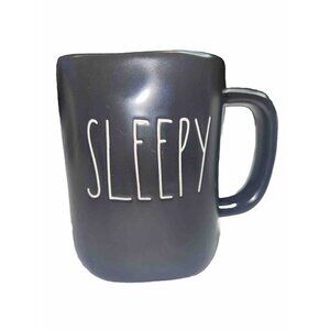 Sleepy Mug Large Letters Rae Dunn Black Coffee Mug